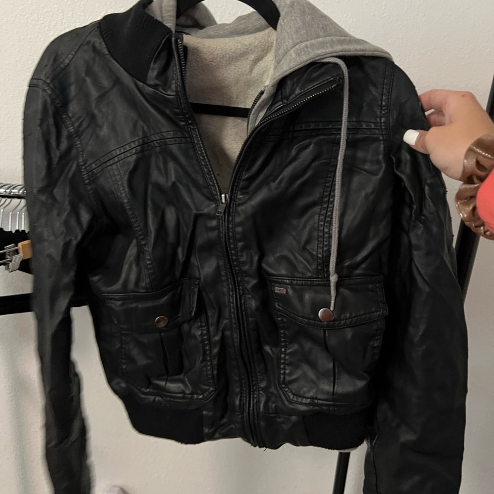 Obey pleather jacket size small.